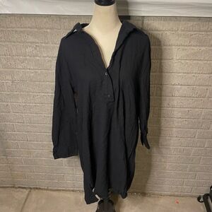 Black Halo Textured Black Long Sleeve Dress